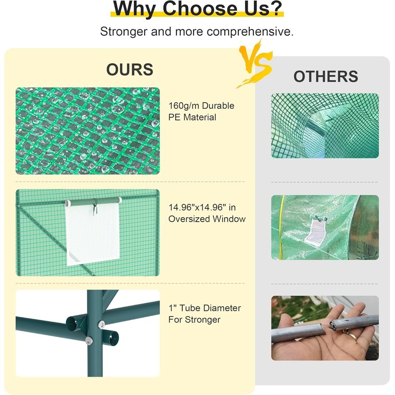 Greenhouse, 10’x7’x7’ Walk-in Greenhouse Heavy Duty Tunnel Greenhouse with 6