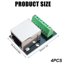 GOMETY 4pcs RJ45 Ethernet Breakout Board Single Socket Adapter, RJ45 Screw Terminal Adapter, 2.54 mm Pitch 8-Pin RJ45 Screw Connection, CCTV/DVR Ethernet Connector RJ45 Female Jack