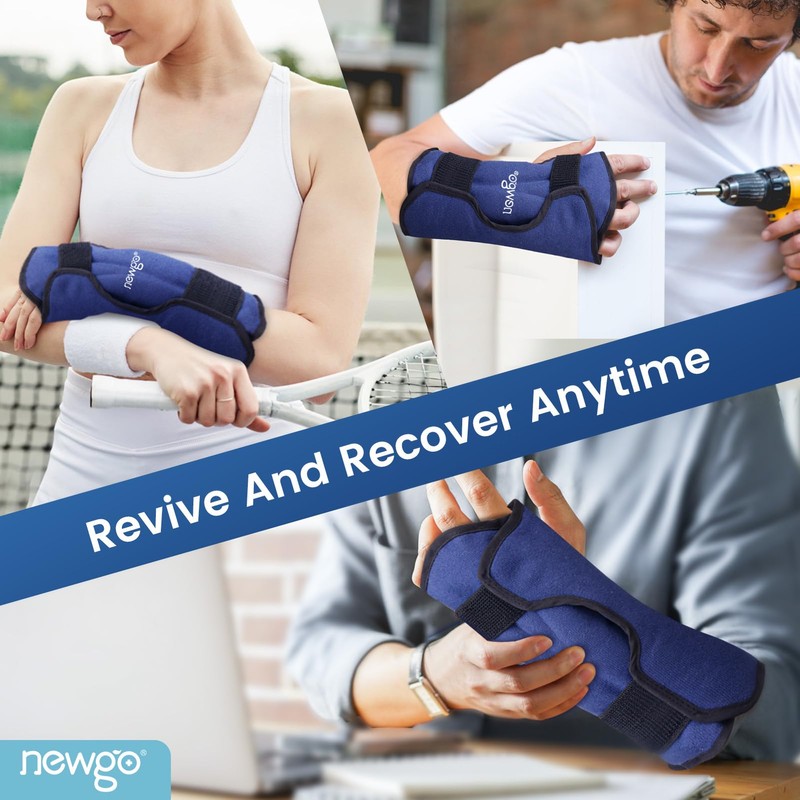 NEWGO Wrist Ice Pack Wrap for Hand, Flexible Carpal Tunnel