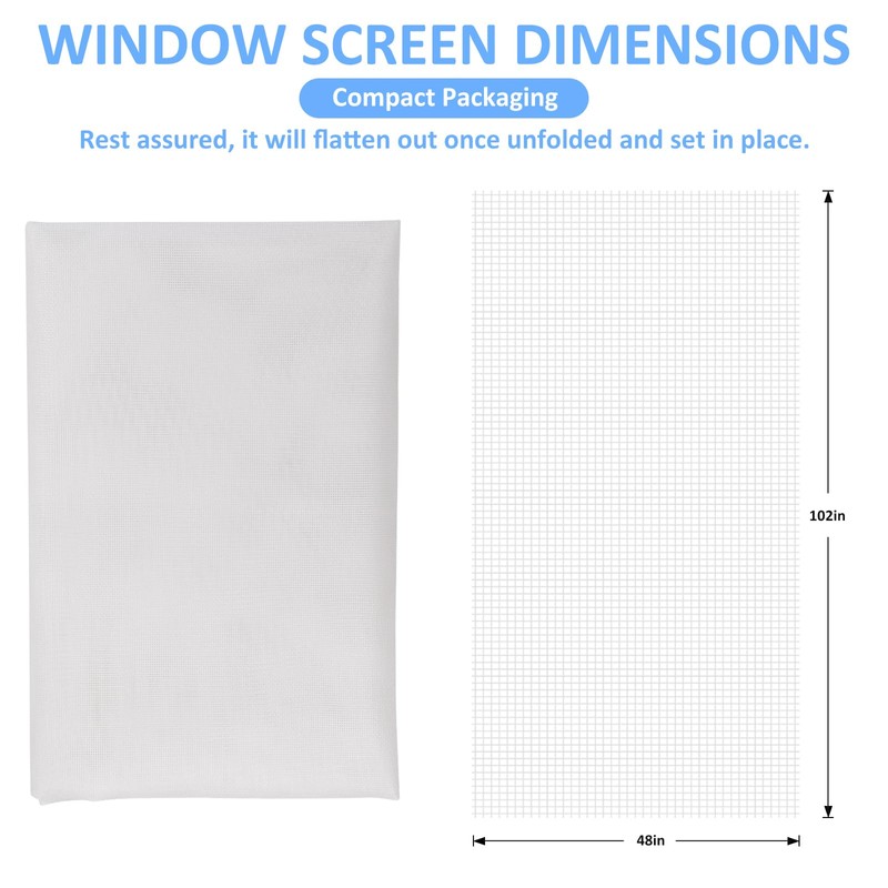 48"x102" Window Screen Mesh, Fiberglass Window Screen, Screen Door Mesh,