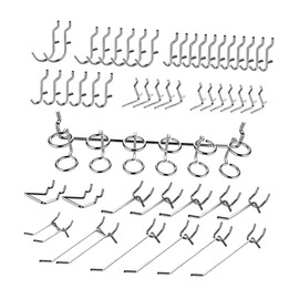 Harilla 50 Piece Pegboard Hook Assortment Peg Board Organiser Accessories for Organizing Tools, Heavy Duty Peg Hooks for Garden and Home