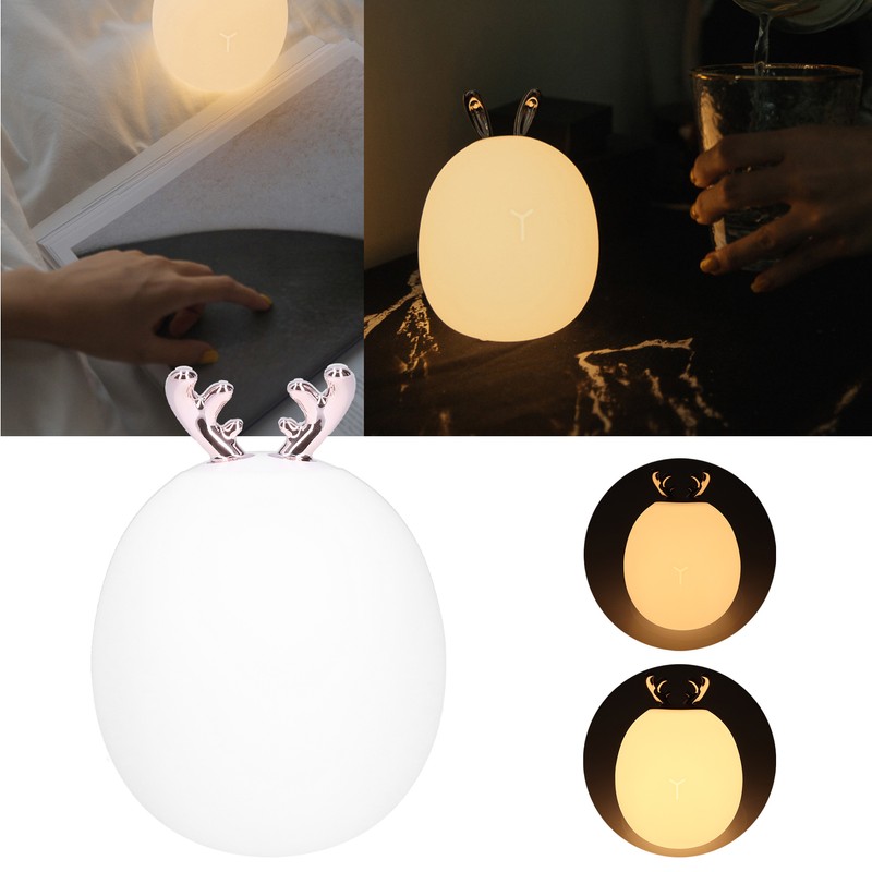 Mini Silicone Lamp Cartoon DeerShape Touch Control LED Night Light