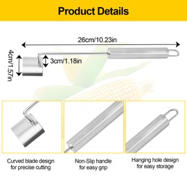 2 Pcs Stainless Steel Corn Peeler and Stripper Tool Set, Corn Stripper Cob Stripper Tool,Corn Stripper for Corn on the Cob Remover Tool，Corn Thresher with Ergonomic Handle，Kitchen Gadget