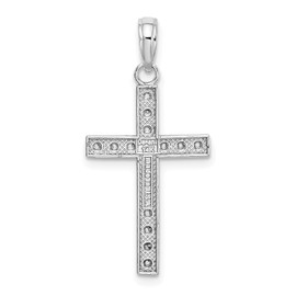 IceCarats 14K Solid White Gold Beaded Block Latin Mexican Holy Cross Necklace Religious Chain Pendant Jesus Christ Charm Only