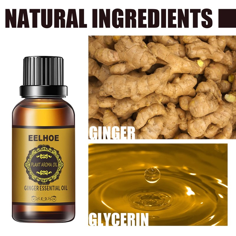 2Pcs Belly Drainage Ginger Oil, Lymphatic Drainage Massage Ginger Essential