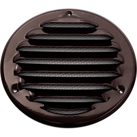 Vent Systems 6" Soffit Vent Cover - Pack of 5 - Brown - Round Air Vent Louver - Grill Cover - Built-in Insect Screen - HVAC Vents for Bathroom, Home Office, Kitchen