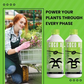 Plant Nutrients Liquid Fertilizer 500 ML A 1-4-2 & 500 ML B 3-0-0.5 Plant Food Support Plant Growth Throughout Entire Cycle Veg and Flower Indoor Outdoor Hydroponic Coco Garden (500 ml)