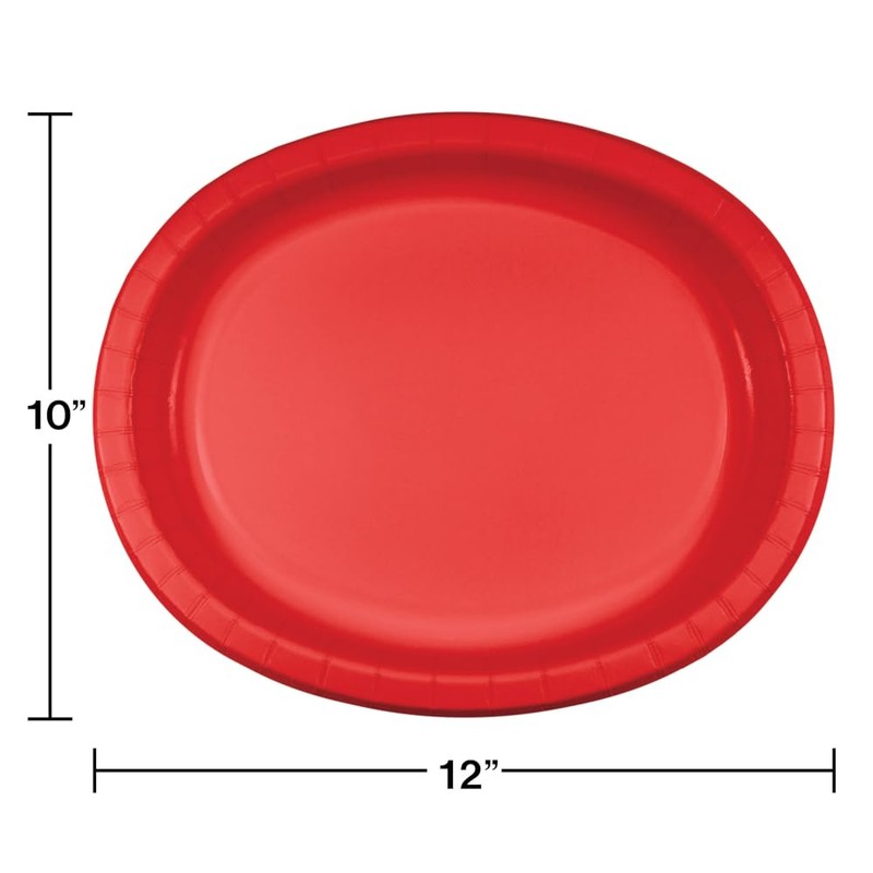 Trendware Classic Red Oval Plates, 24 Count