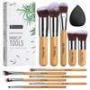 BS-MALL Makeup Brush Set 11Pcs Bamboo Synthetic Kabuki Brush Set