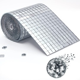 PP OPOUNT 2160 PCS Mirror Tiles Self Adhesive, 5x5mm Disco Ball Stickers for DIY Craft Decoration, Small Mirror Mosaic Tiles for Home, Vases, Photo Frames, Disco Balls and More (Silver)