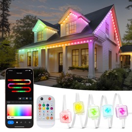 Wothfav Permanent Outdoor Lights, 32ft with 25 LED Eaves Lights, Smart RGB LED String Lights IP67 Waterproof, App Remote Control for Valentines Day Gifts, Outdoor, Garden Decor, Holiday and Christmas