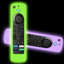 2 Pack Remote Covers Replacement Compatible with Toshiba and Insignia Fire TV Remote, Silicone Sleeve Case Glow in Dark for CTRC1US21 NS-RCFNA-21 Remote Cover (Glow Green& Glow Purple)