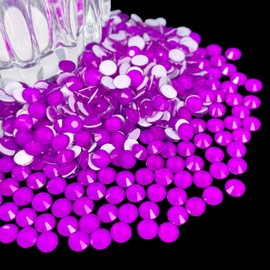 Flatback Glass Rhinestones,Bedazzler Gems 1440pcs Non Hotfix Crystal Rhinestones for Nail Charms Crafts Clothes Tumblers,Dk.Amethyst Neon,SS20