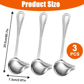 3 Stück Soßenlöffel aus Edelstahl,Saucenkelle mit Ausgießer, 20cm Saucenlöffel Spülmaschinengeeignet,Küchenhelfer aus Edelstahl,Suppenkelle Silber für Dressings Suppensoßen Bratensoßen
