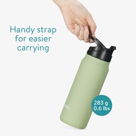Navaris Stainless Steel Water Bottle - 700ml Vacuum Insulated Metal Sports Water Bottle with Easy Open Lid - Double Walled to Keep Drinks Cold - Green