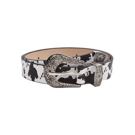 BEAUDRM Women's Buckle Belt Cow Print Western Leather Belt Cowgirl Waist Belts Multicolor Suit Waist Size:29.5-33.5