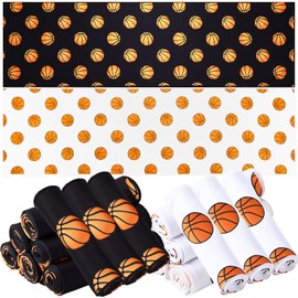 FuWeave 12 Pcs Cooling Towel 40 x 12 Inch Basketball Baseball Football Volleyball Soccer Softball Microfiber Fast Drying Towel for Gift Women Men(Black, White,Basketball)