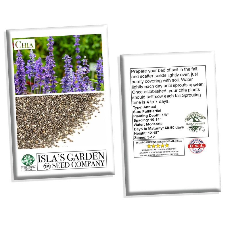 Chia Seeds for Planting, 1000+ Seeds Per Packet,Herb/Flower, (Isla's Garden