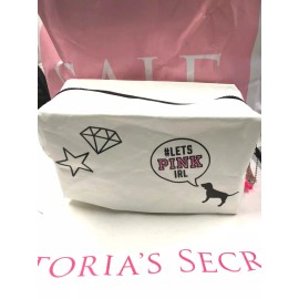 Victoria's Secret Cosmetic Beauty Bag Makeup Pencil Case Pouch White NWT
