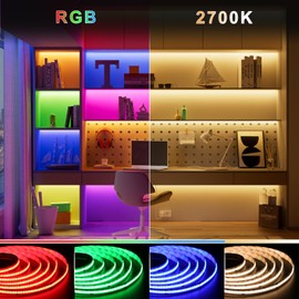 PAUTIX - Tira de luces LED COB de 2700 K, 20 pies, 6,1 m, certificación UL 24 V, cinta de luces que cambian de color con 896 LEDs/m, multicolor flexible para TV, recámara, decoración de fiesta (fuente