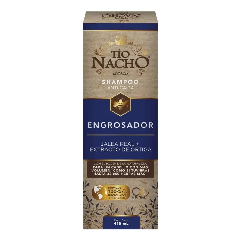 Shampoo Tío Nacho Engrosador Jalea Real Anti-caída De 415ml