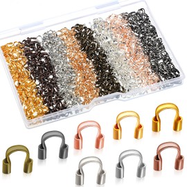 Brass Wire Guardian U-Shape Cable Protector Wire Guard Loops for Earring Bracelet Necklace Pendant DIY Jewelry Making Supplies (Elegant Colors,800 Pieces)