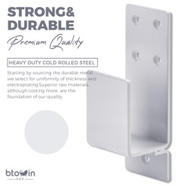 Door Barricade Brackets,Btowin VCF 2PCS Heavy Duty Door Metal Security Bracket for 2X4 Lumber,Drop Open Bar Holder U Bracket,White Door Lock Brackets for Home,Barn,Shed,Garage,Warehouse,Gate Door