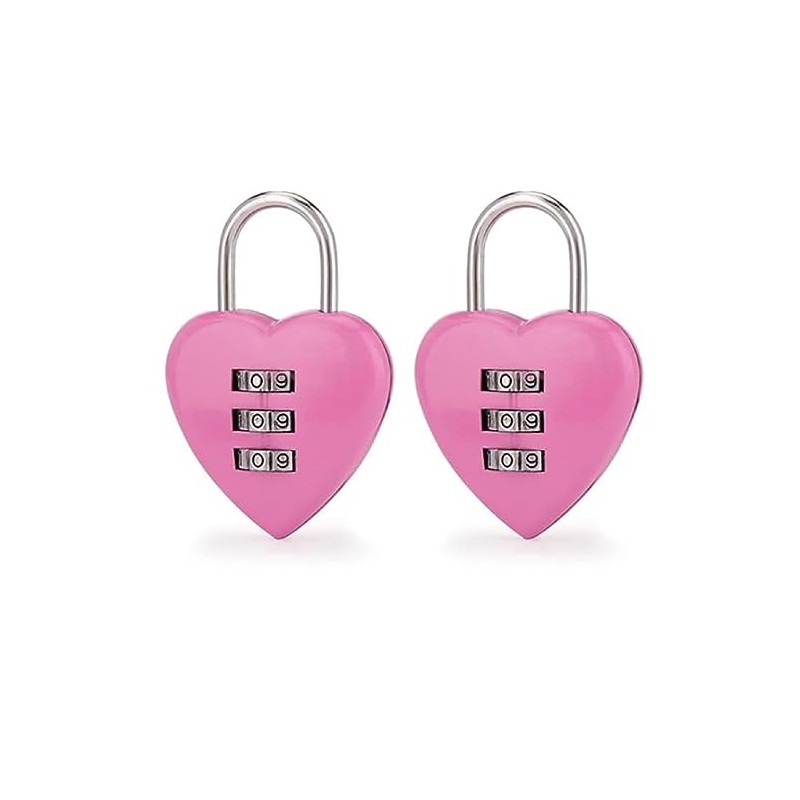2 PCS Pink Love Heart Shape Combination Padlock for Girls