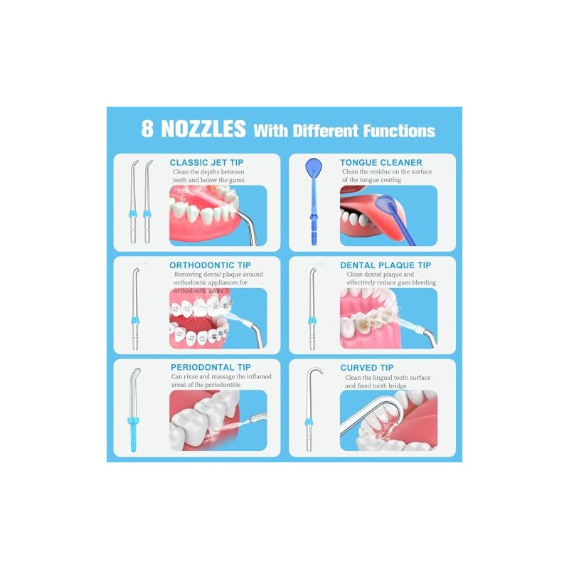 Waterpik Compatible Replacement Flosser Tips - 8 Pack