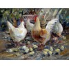 Rooster and hens by Manuel Dominguez Accent Tile Mural Kitchen Bathroom Wall Backsplash Behind Stove Range Sink Splashback One Tile 8"x6" Ceramic, Glossy