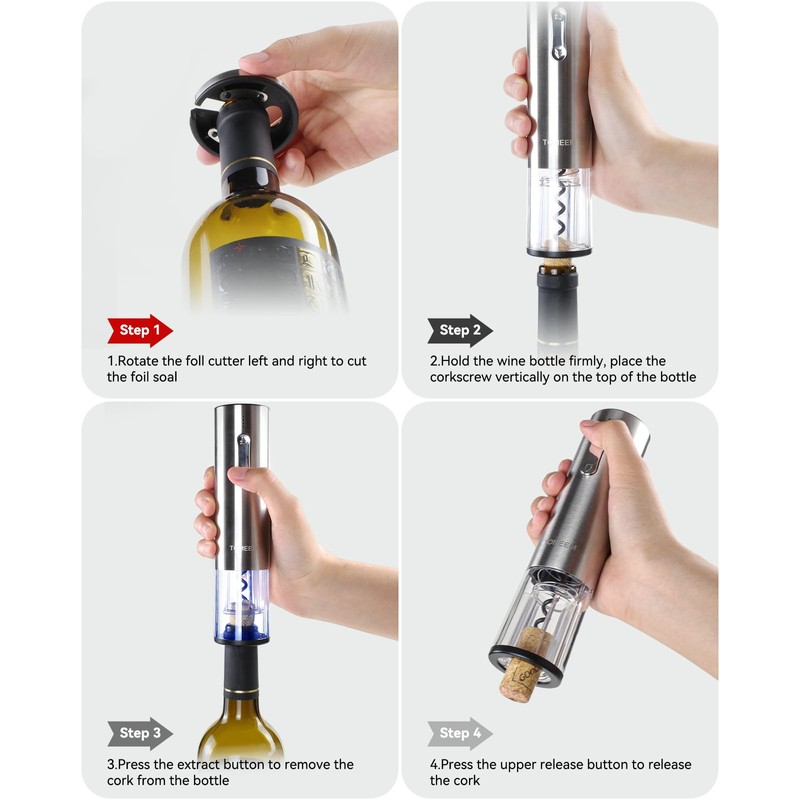 TOMEEM Electric Wine Opener Set - Rechargeable Wine Bottle Opener