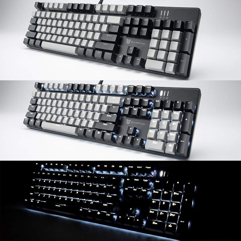 Merdia Mechanical Keyboard Gaming Keyboard with Blue Switch Wired White