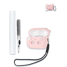Case for AirPods 4(4th Generation) Wireless Earbuds Kawaii Pets,Cute Cat Cool Silicone Camera Protective Portable Scratch Shock Resistant with Cleaner Kit & Carabiner & Lanyard，Pink.