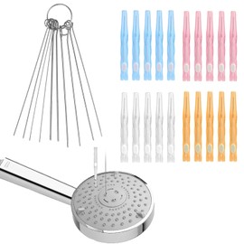 30pcs Shower Head Cleaner Tools, Shower Head Cleaning Brushes Showerhead Cleaner Picks Anti-Clogging Cleaning Brush for Bathroom Small Hole Gap Nozzles (Blue, Orange, Grey, Pink)