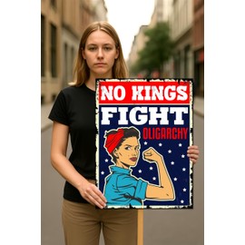 No Kings In America Protest Sign, Anti-Trump Resistance, Political Activist Poster, Rally Sign, Resist Fascism Protest Poster