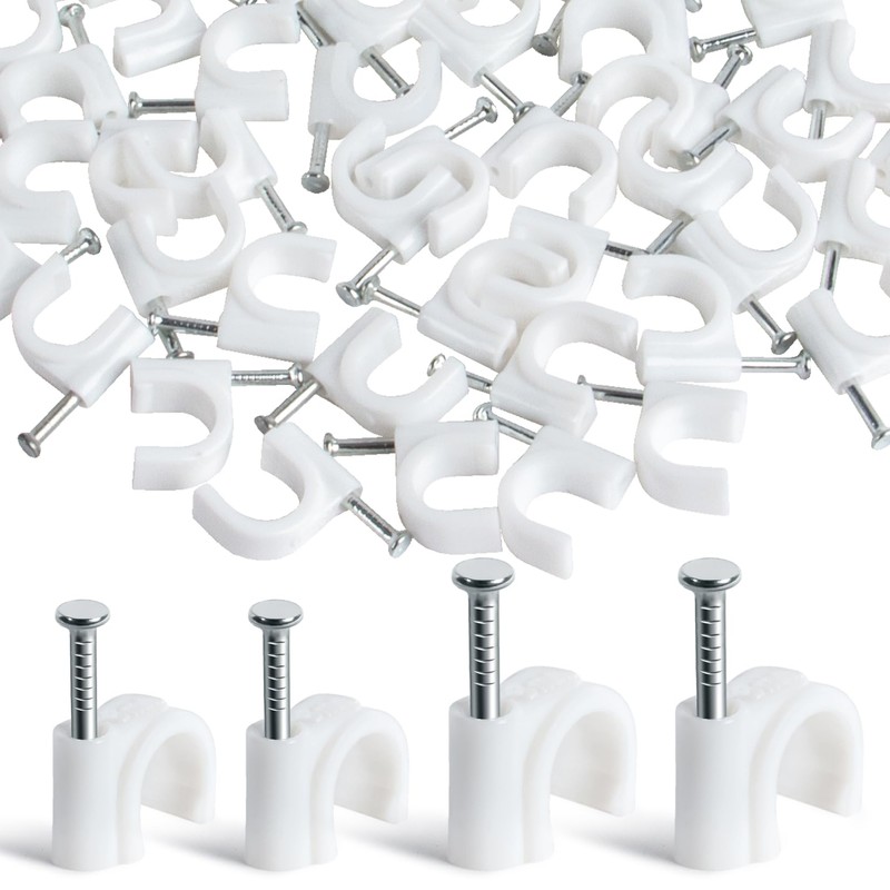 Cable Wire Clips - 100 Pcs White Cable Clips 8mm