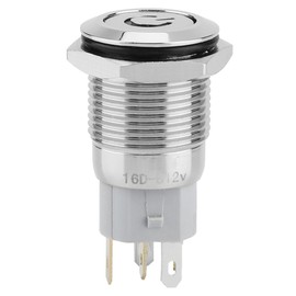 40pcs 16mm Metal Momentary Push Button Switch Auto Reset Flat Head 12V LED Light 5-Pin (Blue)