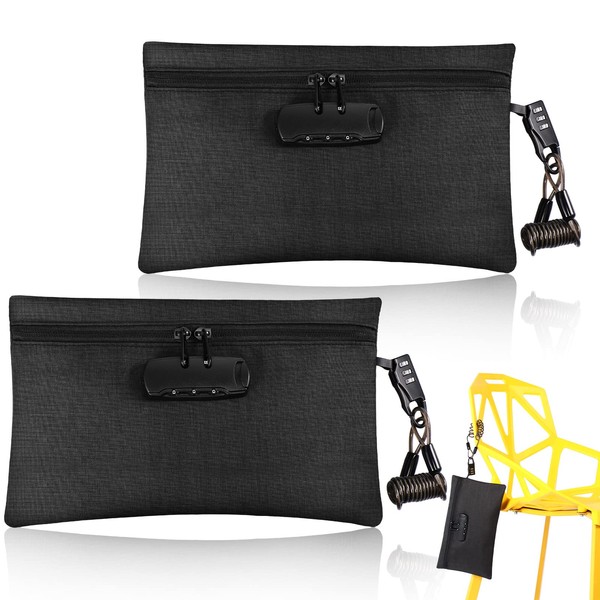 Sanwuta 2 Pack Money Bag with Lock Small Locking Bag