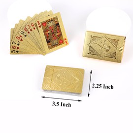 4 Decks Playing Cards, Plastic Waterproof Playing Cards, Luxury Foil Colors Poker Cards for Games 4 Colors,Gold, Silver, Rosegold and Black