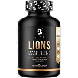 Hongo Melena de León Puro 90 Cápsulas 1000 mg por porción. Ingredientes naturales. Lions Mane Blend B Life