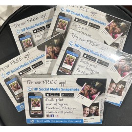 For HP 5 Packs) GENUINE HP Social Media Snapshots 4”x6” Photo Paper 50 Each NEW SEALED!