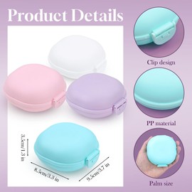 Etenpo 4 Pcs Hair Tie Container, Cotton Round Travel Case, Lightweight and Easy to Carry with Sealed Snap-on Lid, Home Cotton Swab Dispenser Accessories Jewelry Organizer(3.4 x 1.5in,Multiple Colors)