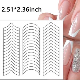YECIRALA 2880 Pieces French Tip Nail Stickers 60 Sheets 3 Shapes French Nail Guides Decals Self Adhesive Template Stickers White Half Moon/Arrow Shaped French Tip Stickers for Nail Designs Stickers