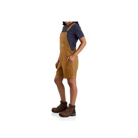Carhartt Womens Rugged Flex Relaxed Fit Canvas Shortall Work Utility Shorts, Carhartt Brown, XX-Large US