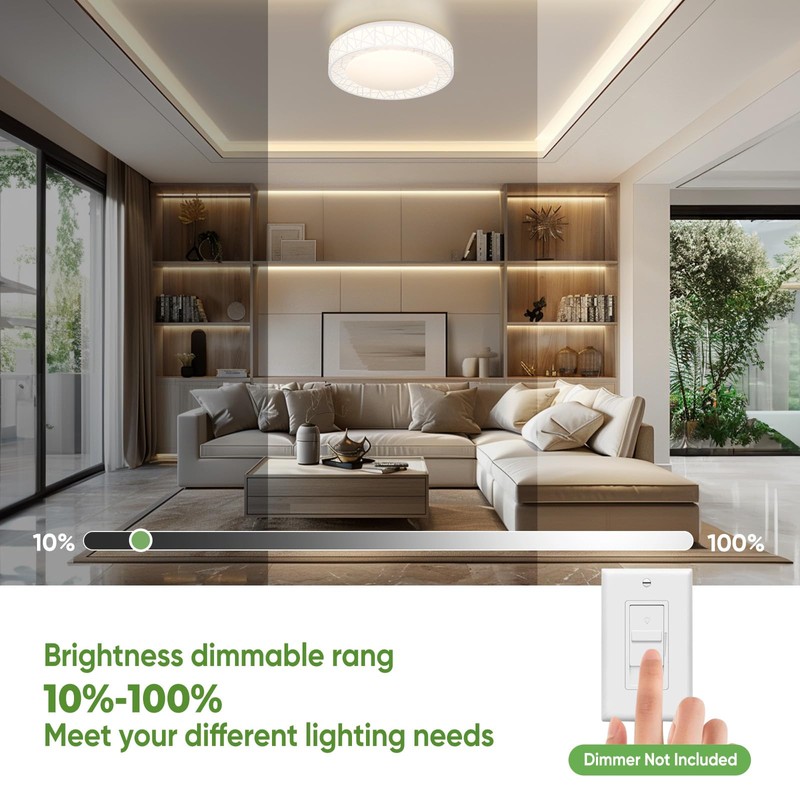 Lightania 12 Inch Flush Mount Ceiling Light, Modern White LED