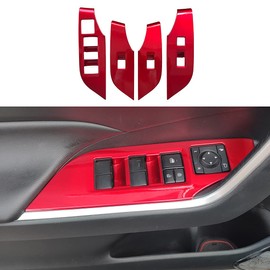 ruihe 4pc Car Interior Automobile Door Window Control Panel Cover Molding Door Lock Switch Trim Fit for Toyota RAV4 2019 2020 2021 2022 2023 2024 North American Version