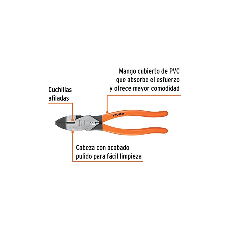 Truper Expert T210-9X Pinza para electricista 9" con ponchador de