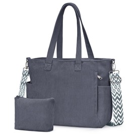 oscaurt Cord Tote Bag Shopper Bag Women's Shoulder Bag Women's Gifts for Women Crossbody Bag with Adjustable Shoulder Strap Handbag Large Bag for Commuting Shopping Travel, 2-dark grey set