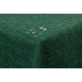 First-Tex tablecloth linen look lotus effect washable with straight hem edge 180 round in dark green