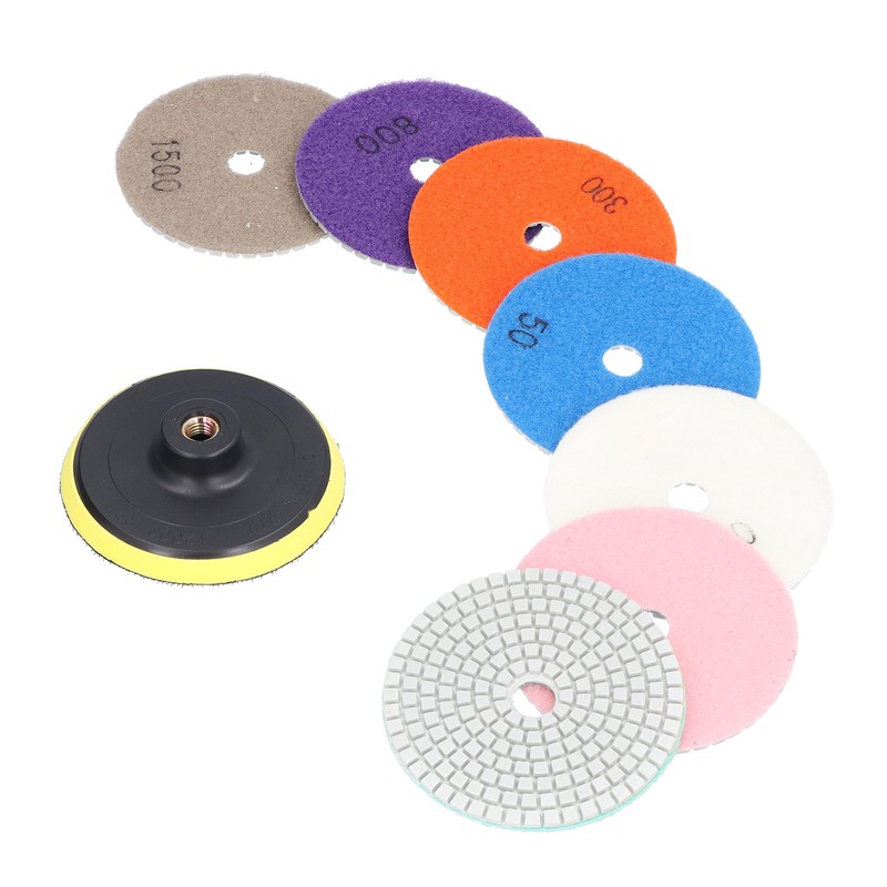 7Pcs Diamond Polishing Pads Wet Dry Polish Kit Grit 1Pc